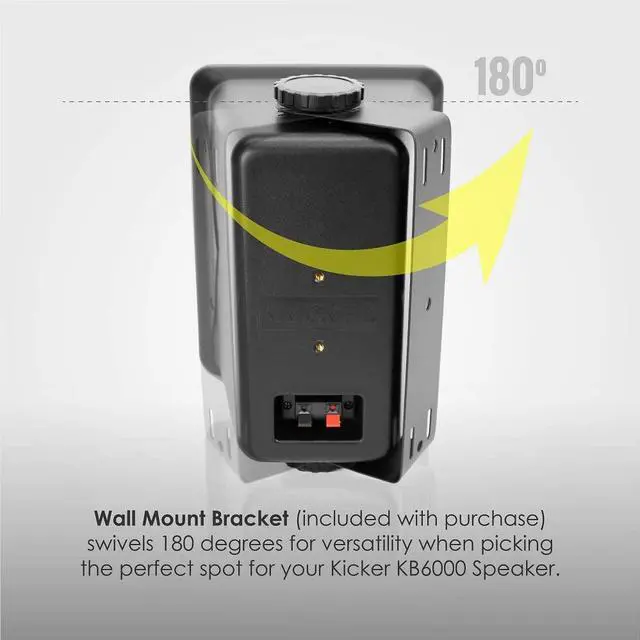 Alt view image 6 of 7 - KICKER KB6B 2-Way Full Range Indoor Outdoor Speakers (Pair) Weatherproof Speakers for Patio Garage Poolside in-Home, 6.5 inch woofer, 2x5 inch Horn Tweeter Black