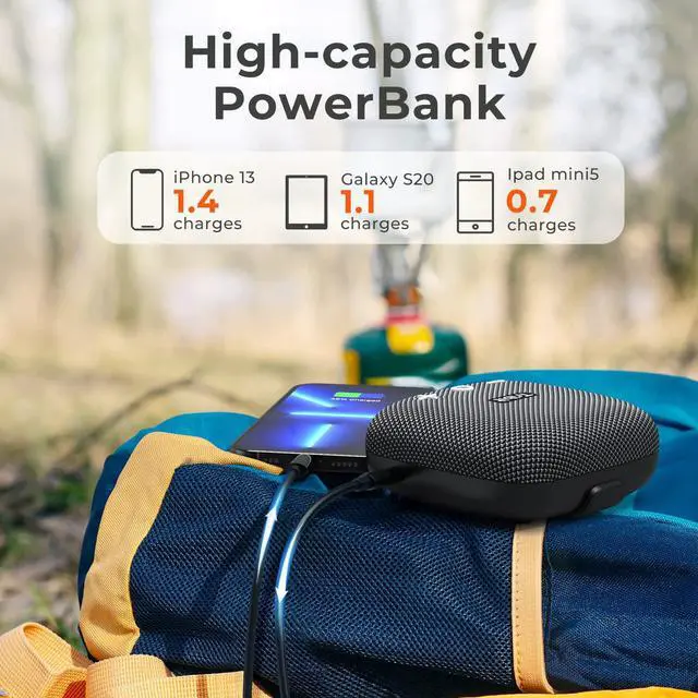 Alt view image 6 of 7 - Tribit Stormbox Micro 2 Wireless Portable Speaker: 10W Loud Deep Bass Sound, IP67 Waterproof Bike Speaker with Bluetooth 5.3, 12Hrs Playtime Long Battery Powerbank for Camping Travel Hiking