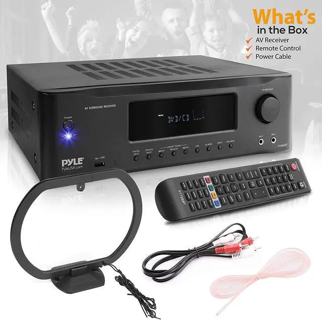Alt view image 7 of 7 - Pyle 7.1-Channel Hi-Fi Bluetooth Stereo Amplifier - 2000 Watt AV Home Theater Speaker Subwoofer Surround Sound Receiver w/ Radio, USB, RCA, HDMI, MIC IN, Supports 4K UHD TV, 3D, Blu-Ray - PT796BT