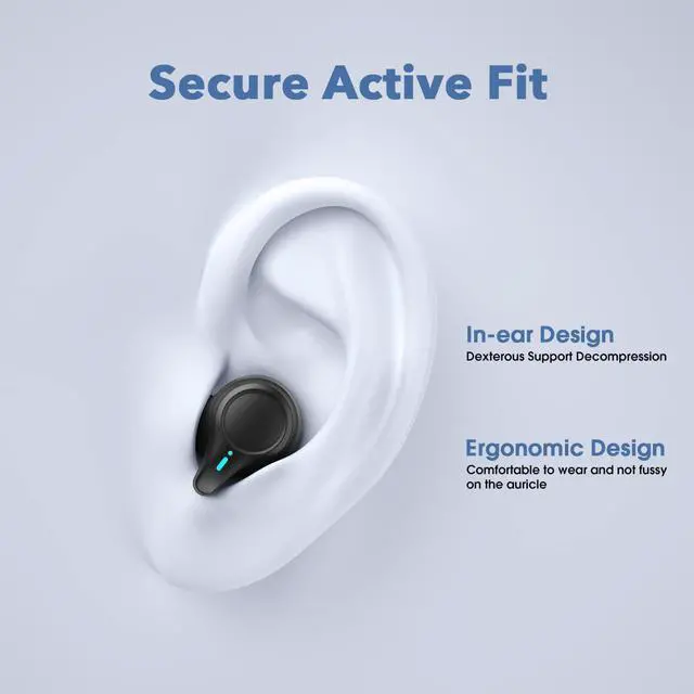 Alt view image 4 of 7 - KOSETON E10 True Wireless Bluetooth Earbuds, Titanium Black  Wireless Earbuds for Running and Sport, Charging Case Included, Dual Microphones, 30 Hour Battery and Great Sound Quality