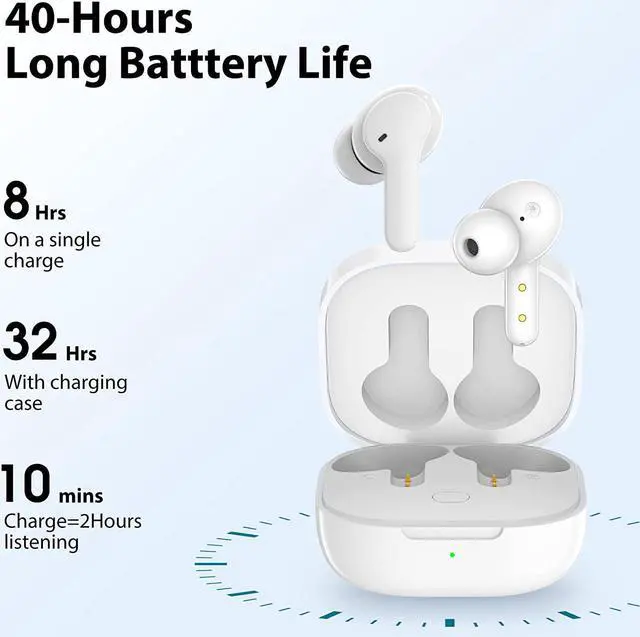 Alt view image 3 of 7 - QCY T13 True Wireless Earbuds Bluetooth 5.1 Headphones Touch Control with Wireless Charging Case Waterproof Stereo Earphones in-Ear Built-in Mic Headset 40H Playtime (White)