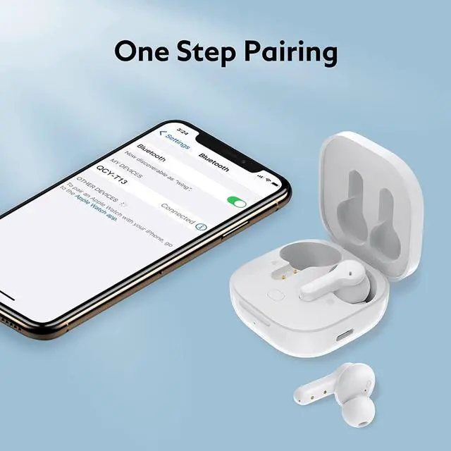 Alt view image 5 of 7 - QCY T13 True Wireless Earbuds Bluetooth 5.1 Headphones Touch Control with Wireless Charging Case Waterproof Stereo Earphones in-Ear Built-in Mic Headset 40H Playtime (Bright White)