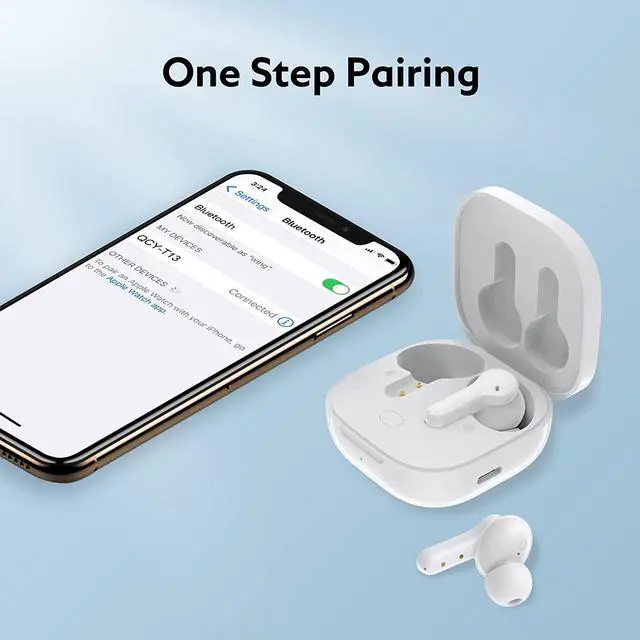 Alt view image 5 of 7 - QCY T13 True Wireless Earbuds Bluetooth 5.1 Headphones Touch Control with Wireless Charging Case Waterproof Stereo Earphones in-Ear Built-in Mic Headset 40H Playtime (White)