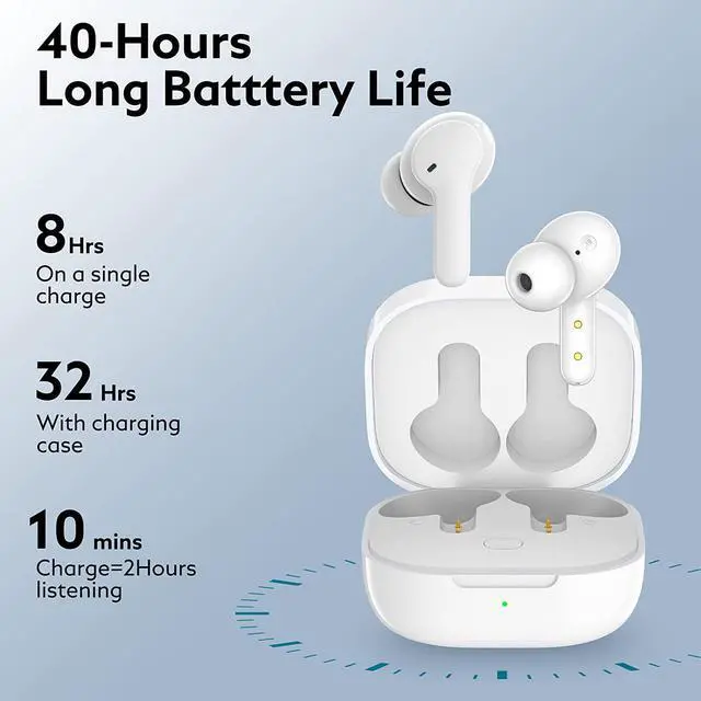 Alt view image 3 of 7 - QCY T13 True Wireless Earbuds Bluetooth 5.1 Headphones Touch Control with Wireless Charging Case Waterproof Stereo Earphones in-Ear Built-in Mic Headset 40H Playtime (Bright White)