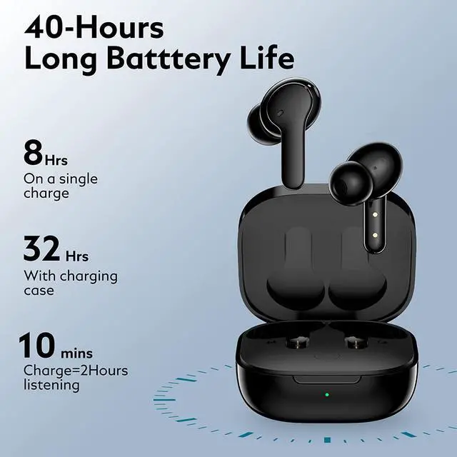 Alt view image 3 of 7 - QCY T13 True Wireless Earbuds Bluetooth 5.1 Headphones Touch Control with Wireless Charging Case Waterproof Stereo Earphones in-Ear Built-in Mic Headset 40H Playtime (Black)