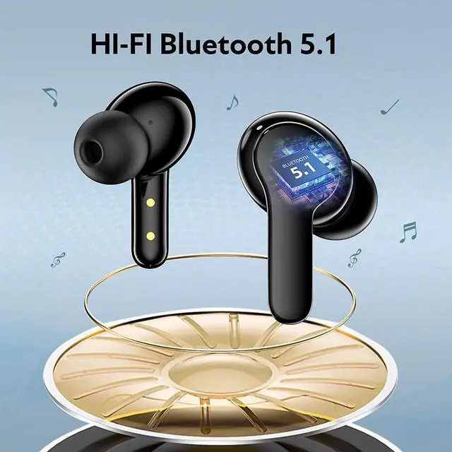 Alt view image 2 of 7 - QCY T13 True Wireless Earbuds Bluetooth 5.1 Headphones Touch Control with Wireless Charging Case Waterproof Stereo Earphones in-Ear Built-in Mic Headset 40H Playtime (Black)