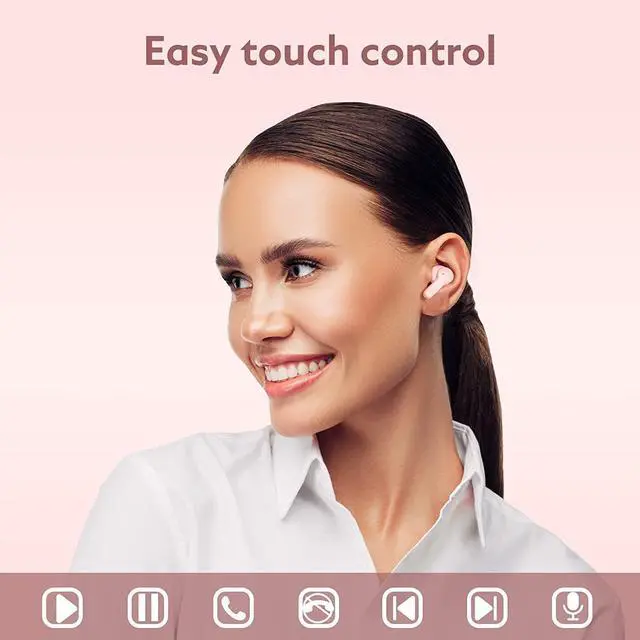 Alt view image 7 of 7 - QCY T13 True Wireless Earbuds Bluetooth 5.1 Headphones Touch Control with Wireless Charging Case Waterproof Stereo Earphones in-Ear Built-in Mic Headset 40H Playtime (Pink)