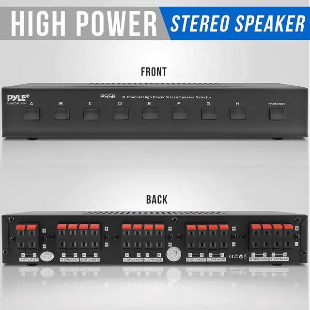 Alt view image 2 of 7 - Premium New and Improved 8 Zone Channel Speaker Switch Selector Hub Distribution Box for Multi-Channel High Powered Stereo Amplifier A/B/C/D Switches | 8 Pairs Of speakers - PSS8