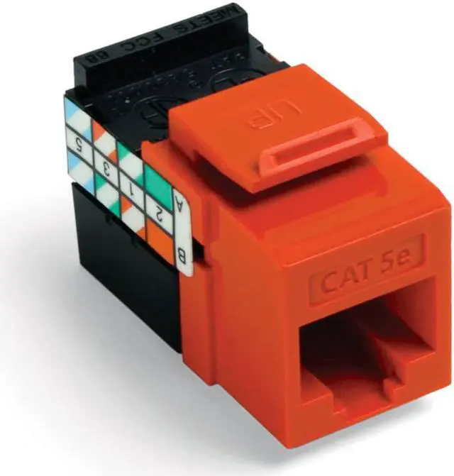 Main image of Leviton 5G108-BO5 GigaMax 5E QuickPort Connector, Cat 5E, Orange, 25-Pack