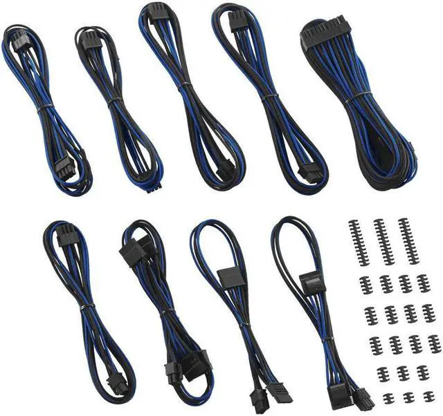 Main image of CableMod C-Series Classic ModFlex Sleeved Cable Kit for Corsair RM Black Label/RMi/RMX (Black + Blue)