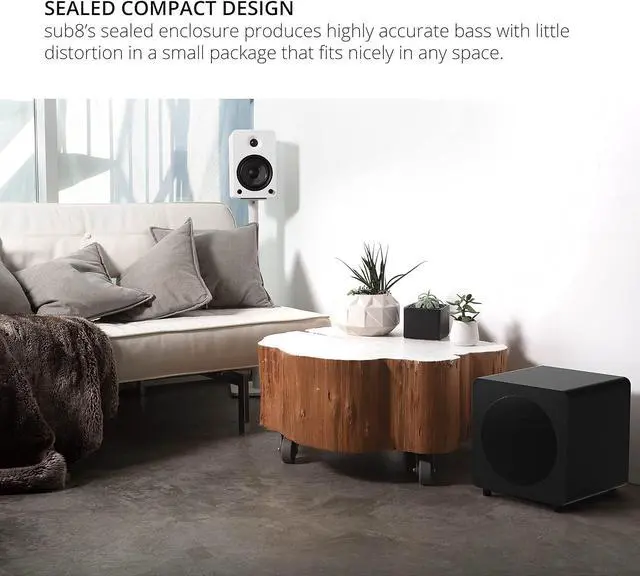 Alt view image 5 of 7 - Kanto SUB8VMB 300W Sealed Powered 8 Inch Subwoofer with an Additional 1 Year Coverage by Epic Protect (2022)