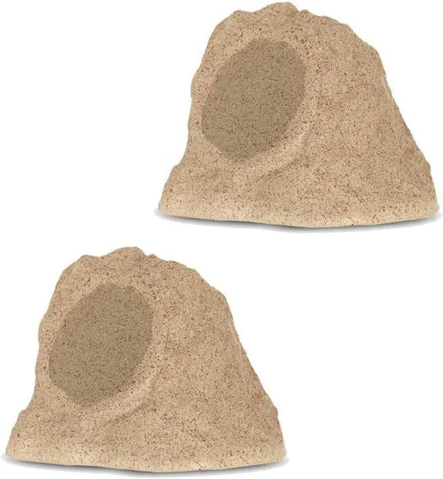 Main image of Theater Solutions by Goldwood B62S Wireless Rechargeable Bluetooth Outdoor 6.5 Inch Rock Speaker System  Sandstone, Set of 2, 200 Watts