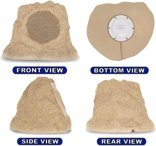 Alt view image 5 of 7 - Theater Solutions by Goldwood B62S Wireless Rechargeable Bluetooth Outdoor 6.5 Inch Rock Speaker System  Sandstone, Set of 2, 200 Watts