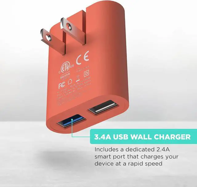 Alt view image 7 of 7 - iHome 2 Port USB Wall Charger: AC Pro Multiport USB Charger, USB Plug Adapter & Phone Charging Block, Double USB Wall Plug, Flat 2 Port USB Charger & USB Wall Adapter
