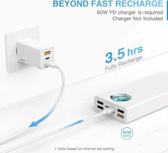 Alt view image 4 of 6 - Baseus 30000mAh 65W Portable Charger & 65W 3 Port Foldable USB C Wall Charger[GaN Tech]