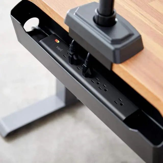 Alt view image 2 of 3 - Vari Power Strip (8 Foot) - Black Extension Cord with Multiple Outlets & Power Surge Protection - Power Outlet Extender with 7 Plug in Points - Fits in Cable Management Tray - Office Desk Accessories