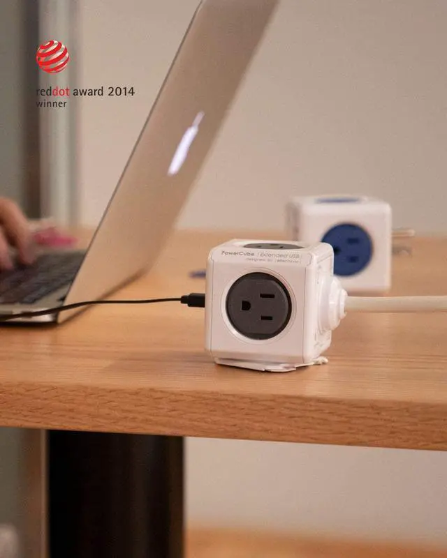 Alt view image 5 of 7 - Allocacoc, PowerCube |ExtendedUSB|, 4 outlets, 2 USB Ports, 5 feet cable, Mounting dock, Surge Protection, Childproof Sockets, ETL Certified (Green)