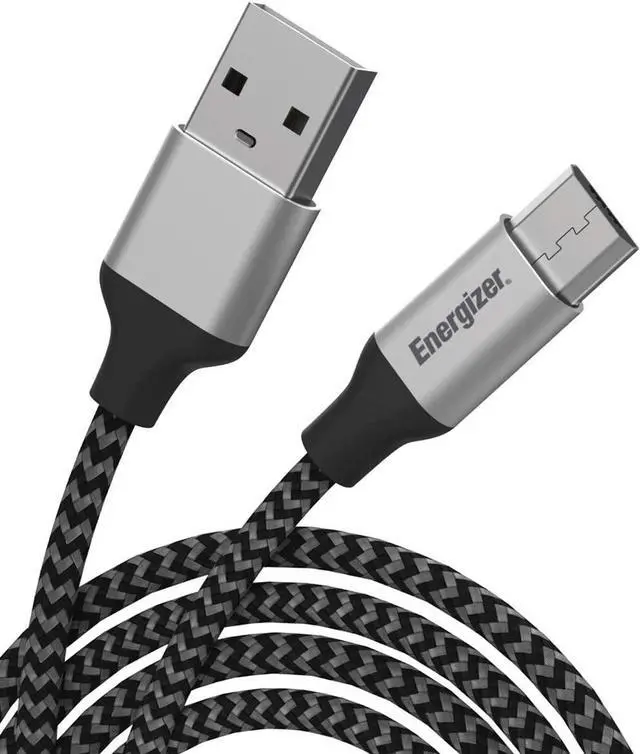 Main image of Energizer Ultimate Android Charger Micro USB Cable 6ft Fast Charging USB Syncing Cord Metal Tip Nylon Braided, Black 6 Feet