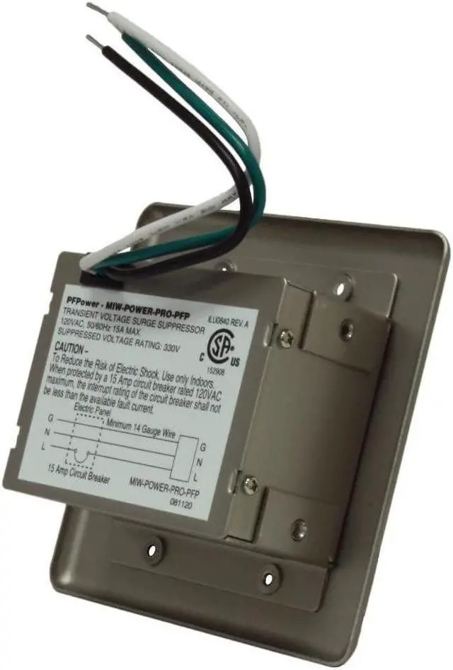 Alt view image 2 of 2 - Panamax MIW-POWER-PRO-PFP Power Outlet Faceplate - Silver