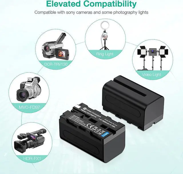 Alt view image 2 of 7 - FirstPower NP-F750 Battery (2-Pack/5600mAh) and Dual USB Charger for Sony NP-F550 F570 F750 F770 F960 F970 Battery Sony CCD-TRV215 CCD-TR917 CCD-TR315 HDR-FX1000 HDR-FX7 HVR-V1U HVR-Z7U HVR-Z5U