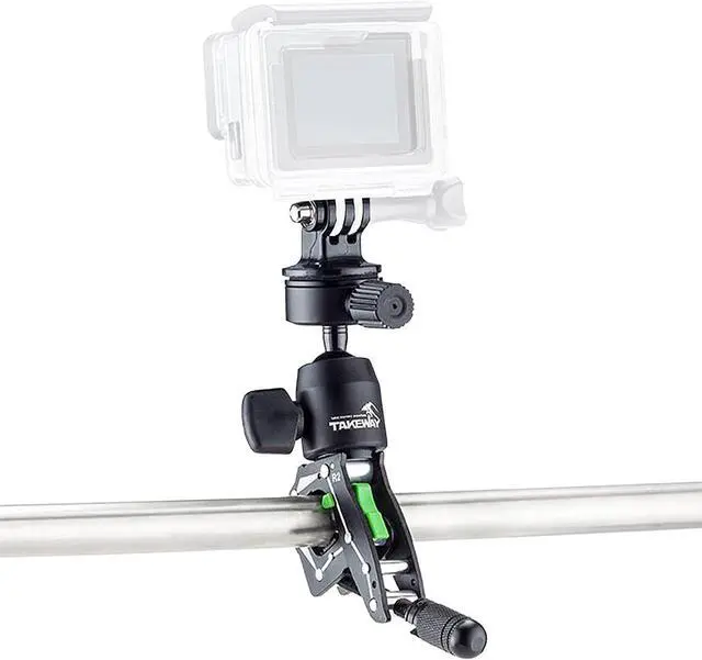 Main image of Adjustable Camera Clamp Mount with 360°Rotatable Mini Ball Head and 1/4" Screew Quick Release Tabletop C Clampod Bar Clamp for GoPro/Brinno/DSLR/MILC/SLR Camera and More Action Camera