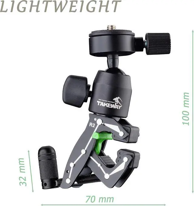 Alt view image 7 of 7 - Adjustable Camera Clamp Mount with 360°Rotatable Mini Ball Head and 1/4" Screew Quick Release Tabletop C Clampod Bar Clamp for GoPro/Brinno/DSLR/MILC/SLR Camera and More Action Camera