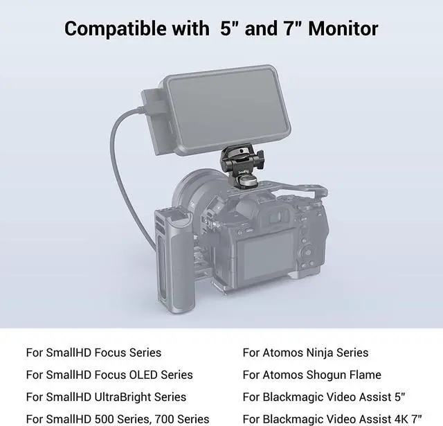 Alt view image 2 of 7 - SmallRig Adjustable Camera Monitor Mount for ARRI-Style (Upgrade), 360° Swivel and 180° Tilt Monitor Holder Anti-Twist Support 5 and 7 Field Monitor- 2903B