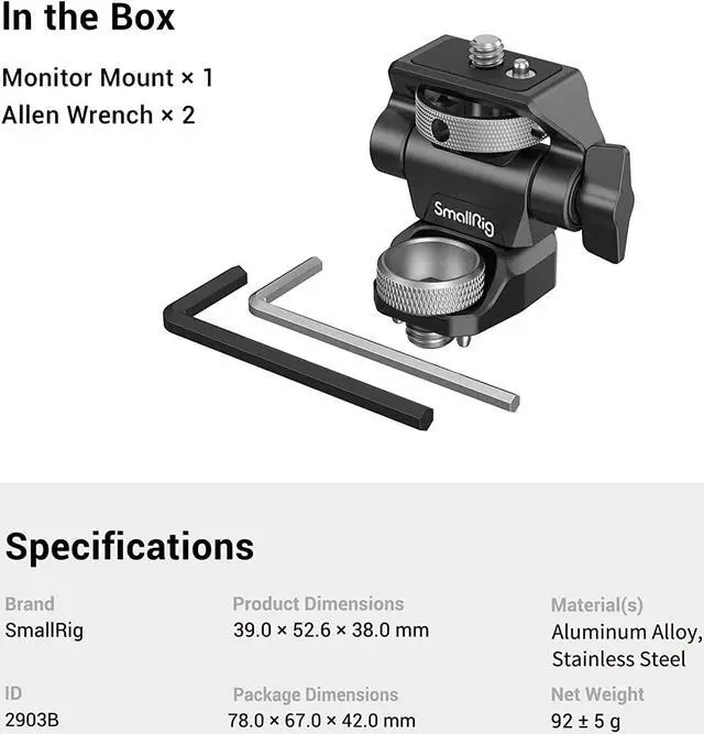 Alt view image 6 of 7 - SmallRig Adjustable Camera Monitor Mount for ARRI-Style (Upgrade), 360° Swivel and 180° Tilt Monitor Holder Anti-Twist Support 5 and 7 Field Monitor- 2903B