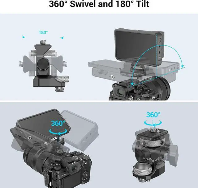 Alt view image 4 of 7 - SmallRig Adjustable Camera Monitor Mount for ARRI-Style (Upgrade), 360° Swivel and 180° Tilt Monitor Holder Anti-Twist Support 5 and 7 Field Monitor- 2903B