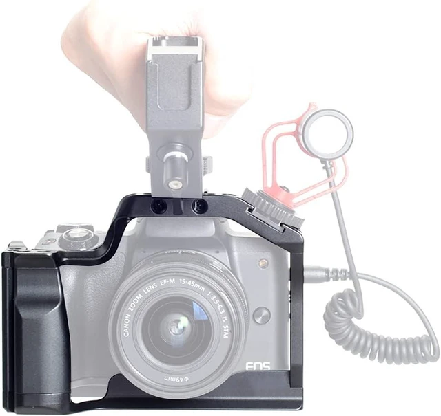 Alt view image 4 of 6 - EOS M50 Mark II Camera Cage for Canon M50II/M50/M5 Mirrorless Vlogging Cameras with Cold Shoe, Handle Locating Holes & Multiple 1/4" 3/8" Screw Holes