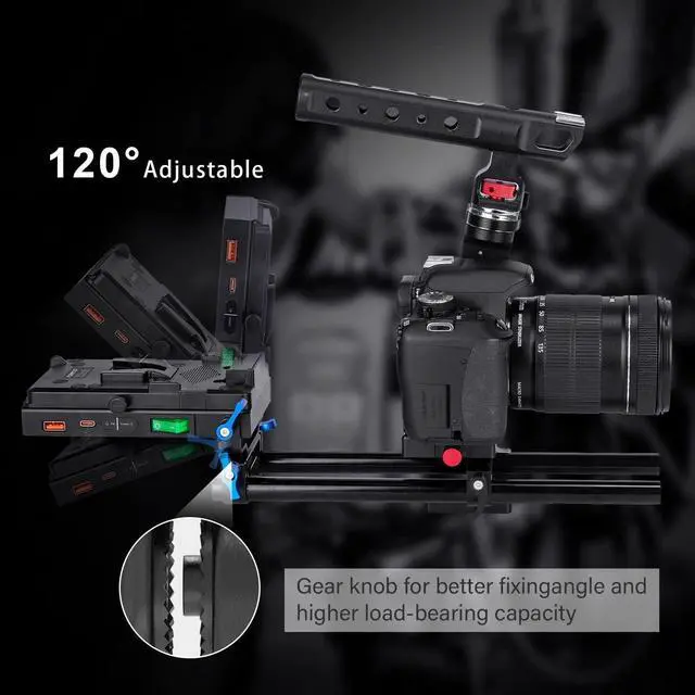 Alt view image 3 of 7 - V-Mount V-Lock Quick Release Battery Plate Power Adapter with 15mm Rod Clamp Built-in Type-C Fast Charging Input