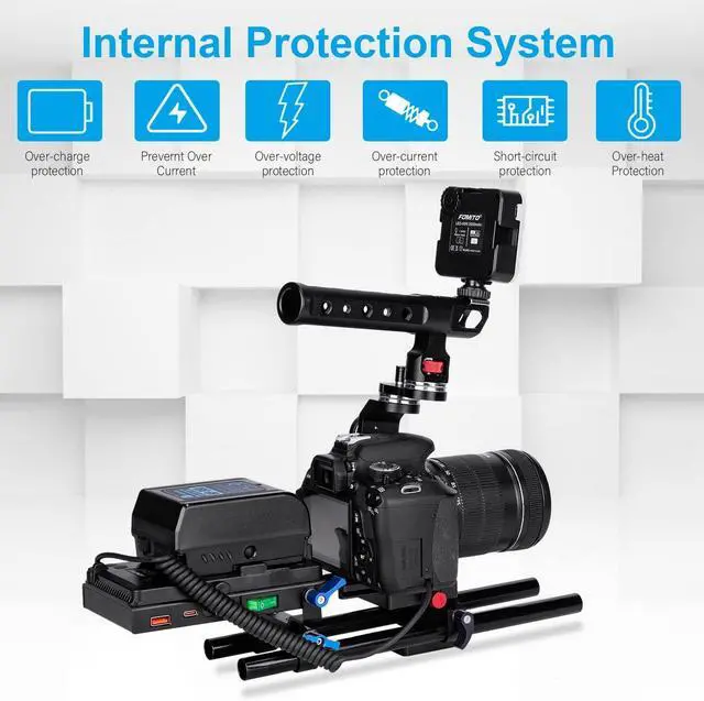 Alt view image 6 of 7 - V-Mount V-Lock Quick Release Battery Plate Power Adapter with 15mm Rod Clamp Built-in Type-C Fast Charging Input