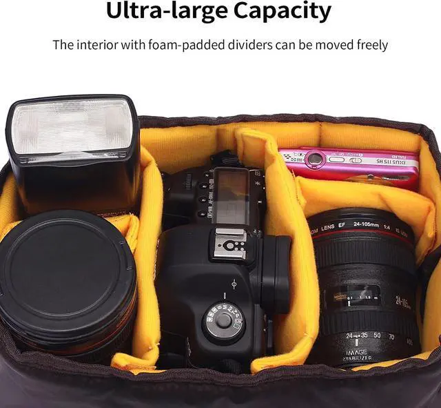 Alt view image 2 of 7 - High-Capacity Shockproof DSLR SLR Camera Padded Bag Case