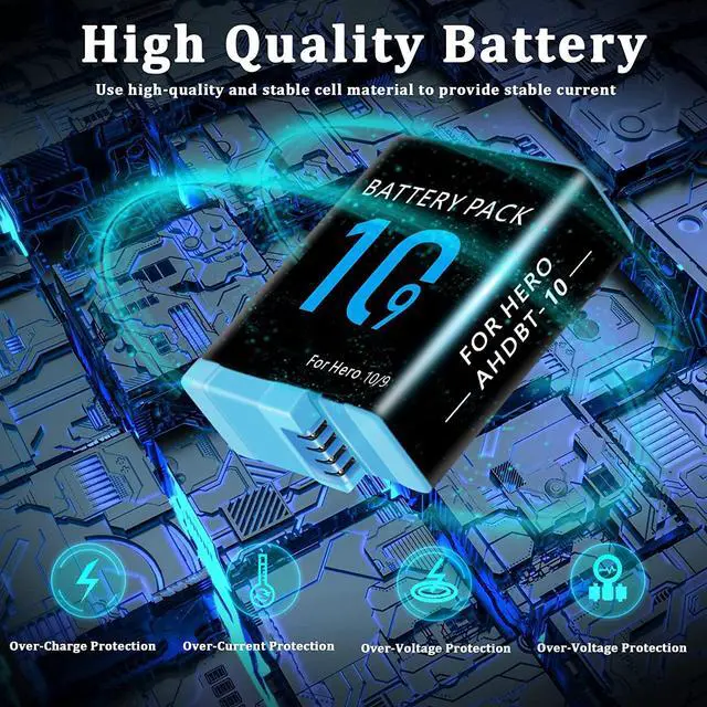 Alt view image 4 of 7 - Bonadget 2000mAh 3-Pack Battery and 3-Channel Storage Charger for Gopro Hero 10/9 with USB & Type-C Charging Port Compatible with Gopro Hero 10 Black Battery and Charger Bundle with LED Display Screen