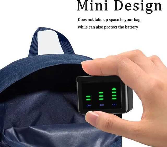 Alt view image 6 of 7 - Bonadget 2000mAh 3-Pack Battery and 3-Channel Storage Charger for Gopro Hero 10/9 with USB & Type-C Charging Port Compatible with Gopro Hero 10 Black Battery and Charger Bundle with LED Display Screen