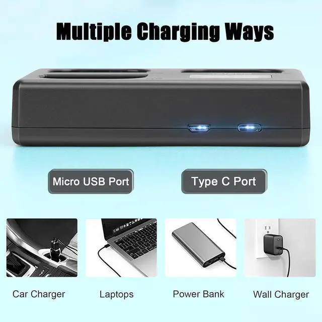Alt view image 5 of 7 - LP-E6 5D Mark IV Replacement Battery Charger Set, LP-E6 LP-E6N Triple Slot for Canon R5, R6,R6II, R7,5DIV, 6DII, 7DII, 80D 90D 60D 60Da 6D 70D, 5D Mark II, Mark III, 5D SR Camera Batteries
