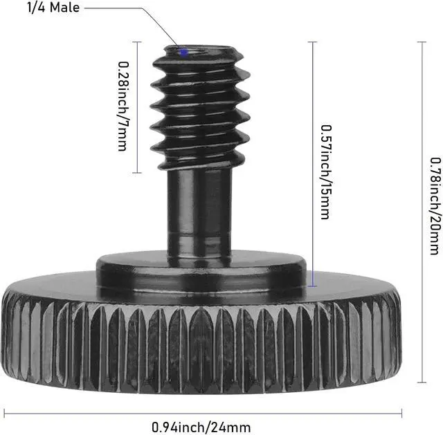 Alt view image 2 of 6 - 2 Packs Thumb Screw Camera Quick Release Adapter with 4 Packs Rubber Washers,1/4 Male to 1/4 Female Thread Thumbscrew L Bracket Mount Tripod Screw Rubber Pads for Camera Mounting Plate Flash Bracket