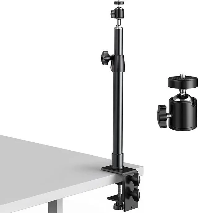 Main image of DSLR Camera Desk Mount Stand,  Camera Desk Mount Light Stand with Ball Head, Adjustable 12.9-22 Inches Aluminum Alloy Desk Clamp for Video Light, Ring Light, Panel Light, Web