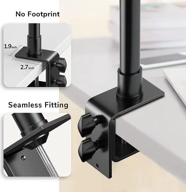 Alt view image 3 of 7 - DSLR Camera Desk Mount Stand,  Camera Desk Mount Light Stand with Ball Head, Adjustable 12.9-22 Inches Aluminum Alloy Desk Clamp for Video Light, Ring Light, Panel Light, Web