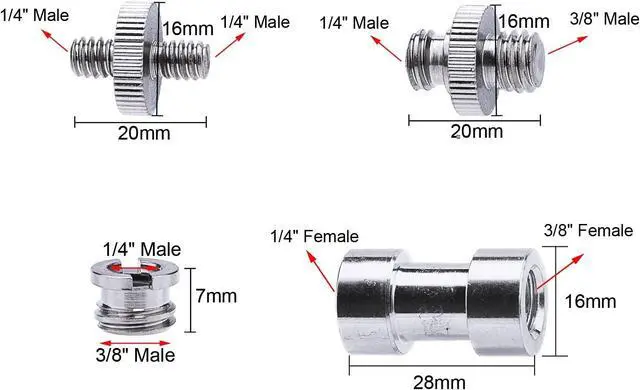Alt view image 2 of 7 - Sunmns 1/4 Inch and 3/8 Inch Converter Threaded Screws Adapter Mount Set | for Camera/ Tripod/ Monopod/ Ballhead, 21 Pieces
