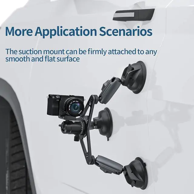 Alt view image 5 of 6 - Triple Suction Cup Car Mount Heavy Duty Tripod with 360 Ball Head for GoPro 13 Insta360 X5 DJI Action 5 Pro DSLR Mirrorless Camera, Dashboard Windshield Window Motion Vehicle Holder Attach