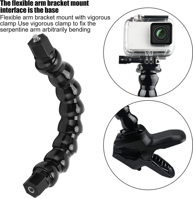 Alt view image 3 of 7 - Gugxiom Flexible Arm, Camera Mount with 1/4" Screw, Jaws Flex Mount for Action Cameras with Any Curved Angle
