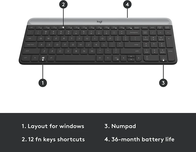 Alt view image 7 of 7 - MK470 Slim Wireless Combo Compact Keyboard and Mouse - Graphite