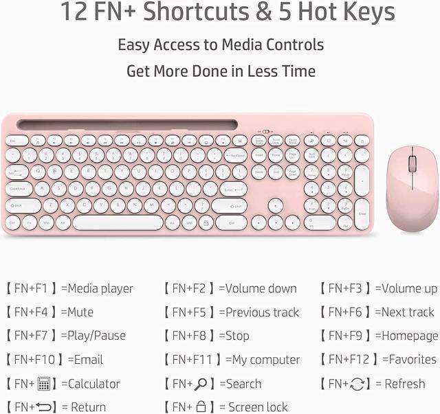 Alt view image 4 of 6 - LeadsaiL Pink Wireless Keyboard and Mouse Combo, Full-Sized Ergonomic Computer Keyboard with Phone Tablet Holder, 2.4GHz Silent Cordless Keyboard Mouse Set for Windows Laptop, PC, Desktop