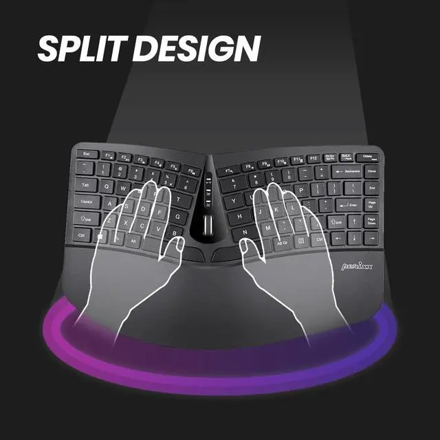 Alt view image 2 of 7 - Perixx PERIDUO-606A, 3-in-1 Wireless Compact Ergonomic Keyboard with Vertical Mouse and Numeric Keypad - Adjustable Palm Rest - Tilt Wheel - Membrane Low Profile Keys - US English
