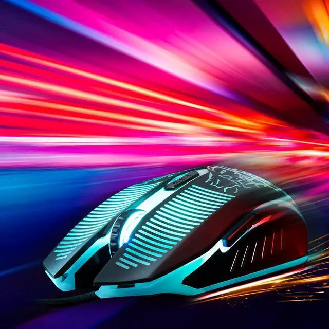 Alt view image 2 of 7 - Keyboard and Mouse Gaming LED Wired Combo with Emitting Character Keyboard 4800DPI 2 Side Button USB Mouse Rainbow Backlit Mechanical Feeling Compatible with PC Raspberry Pi Mac Xbox one ps4