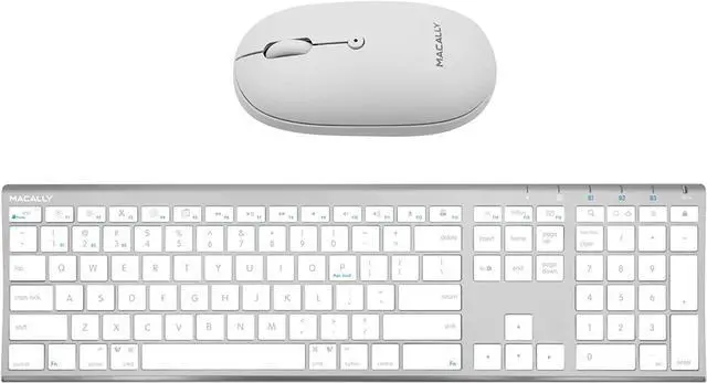 Main image of Macally Wireless Bluetooth Rechargeable Mouse and a Ice White Finish Wireless Bluetooth Keyboard, Classic Apple Aesthetic