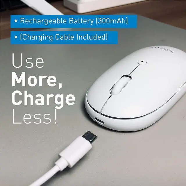 Alt view image 5 of 7 - Macally Wireless Bluetooth Rechargeable Mouse and a Ice White Finish Wireless Bluetooth Keyboard, Classic Apple Aesthetic