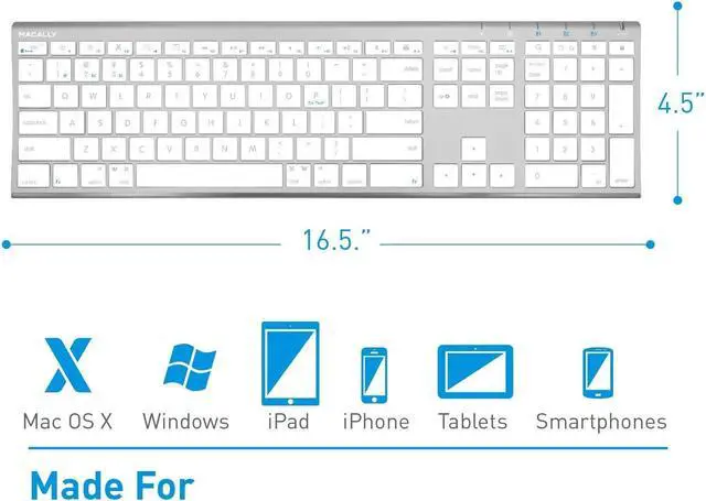 Alt view image 7 of 7 - Macally Wireless Bluetooth Rechargeable Mouse and a Ice White Finish Wireless Bluetooth Keyboard, Classic Apple Aesthetic