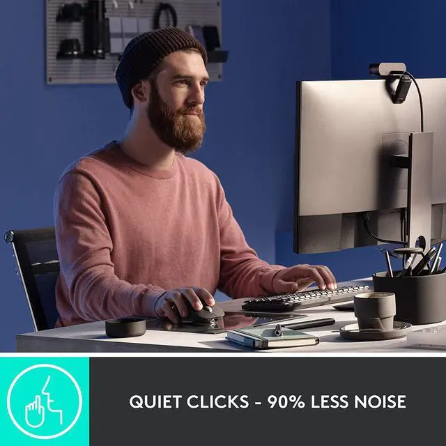 Alt view image 4 of 7 - Logi tech MX Master 3S - Wireless Performance Mouse, Ergo, 8K DPI, Track on Glass, Quiet Clicks, USB-C, Bluetooth, Windows, Linux, Chrome - Pale Grey - With Free Adobe Creative Cloud Subscription
